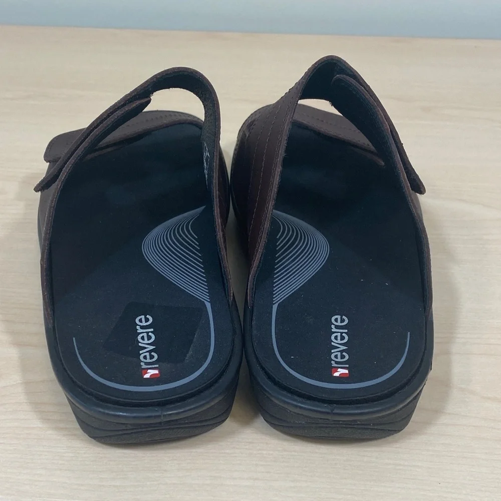 Men's Brown Leather Slide Sandals with Adjustable Straps - Picture 3 of 11